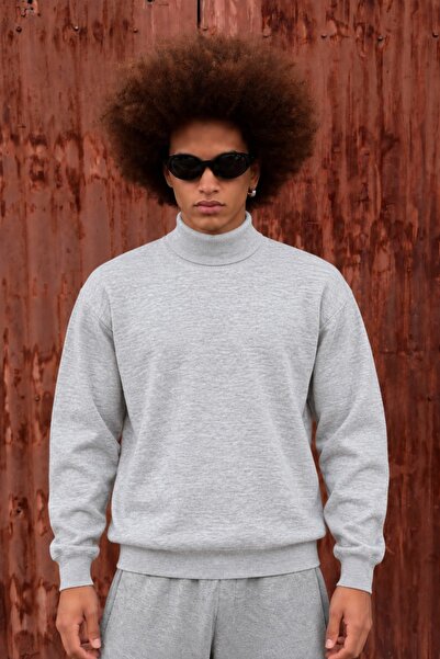 DAMGA JEANS Pulover tricotat oversize gri deschis pentru bărbați