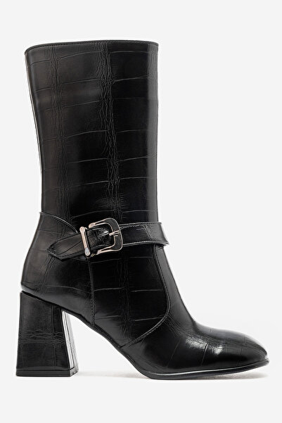 by selvi Lukka Shoes Γυναικείες μαύρες μπότες Alice με λεπτομέρεια αγκράφας κ...