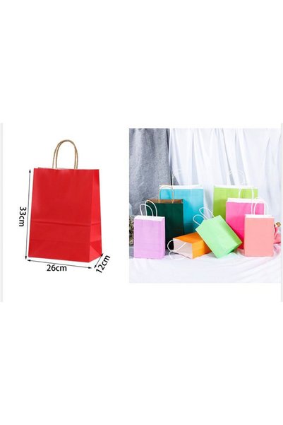 unbranded Χάρτινη Σακούλα Δώρου Kraft Κόκκινη 33 x 26 x 12 εκ