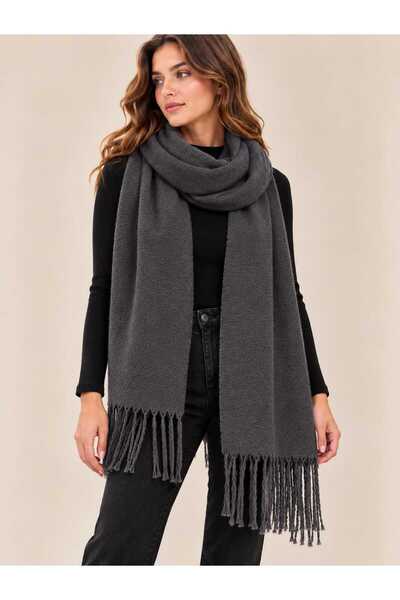 Benedetto New Season Women's Winter Soft Textured Tasseled Oversized Shawl Scarf