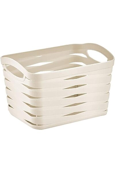 Üçsan Filtre Riband Design Rectangular Plastic Laundry Basket Ivory 26 x 20 x...