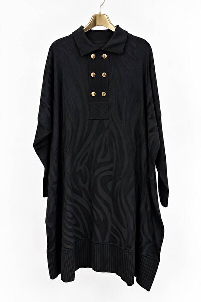 jooq Oversized Knitwear Tunic with Gold Button Detail