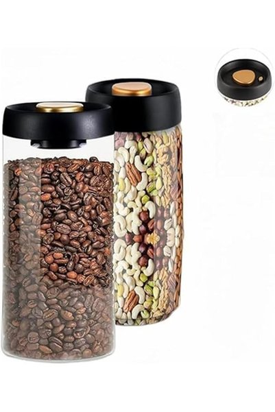 Andgogo 2 Pcs Coffee Bean Storage Container, Coffee Vacuum Container Jars,Vac...