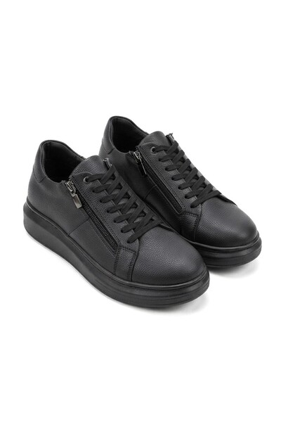 Zerenyus Zrj155 High Quality Zippered Men's Casual Sneaker - Black
