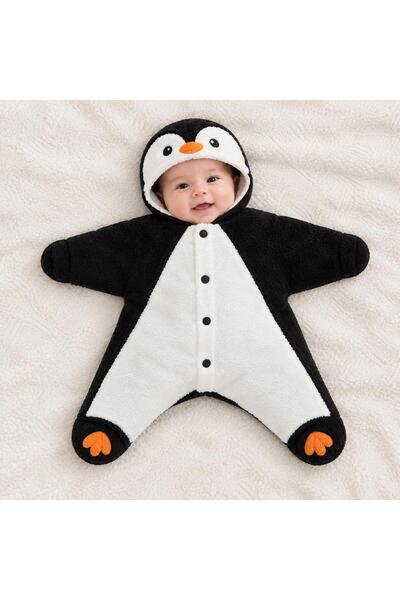 tinymini.co KIZ ERKEK BEBEK PENGUENLİ PELUŞ YILDIZ TULUM