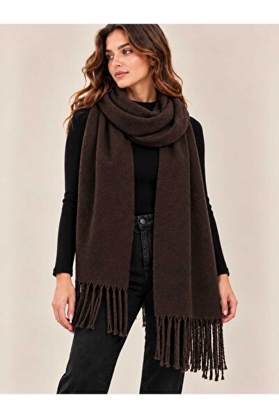 Benedetto New Season Women's Winter Soft Textured Tasseled Oversized Shawl Scarf