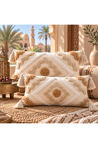 ShinyFlower طقم وسادة مبطنة ووسادة دعم للظهر |   نمط هندسي شرق أوسطي |   زخرف...