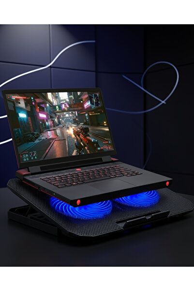 Laptop Soğutucu Stand Çift Fanlı 17 İnç Uyumlu Ayarlanabilir