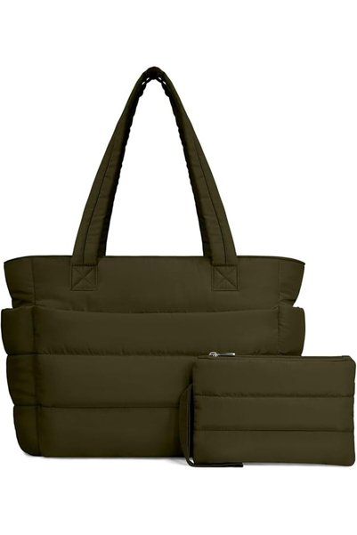 TOPDesign Puffer Tote Bag for Women, Lightweight Puffy Handbag with Compartme...