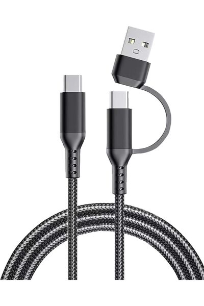 SYOSI كابل شحن USB C 2 في 1 بطول 1 متر، سلك شحن سريع USB Type C و Micro USB، ...