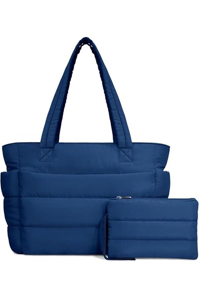 TOPDesign Puffer Tote Bag for Women, Lightweight Puffy Handbag with Compartme...