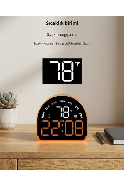 Neler Geldi Neler LED Dijital Alarm Saati Sıcaklık Tarih Gün Göstergeli Ortam...