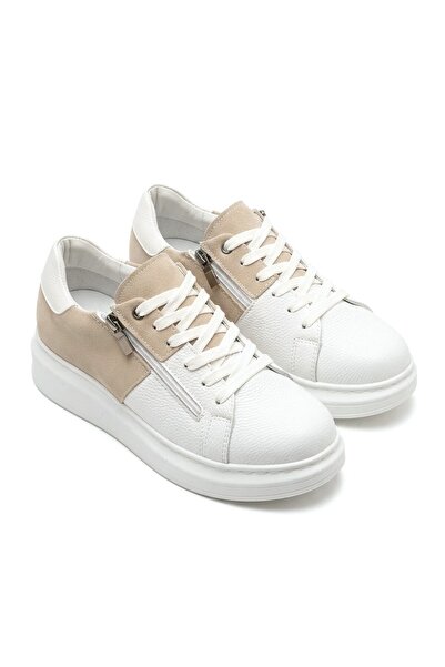 Zerenyus Zrj155 High Quality Zippered Men's Casual Sneaker - White Cream