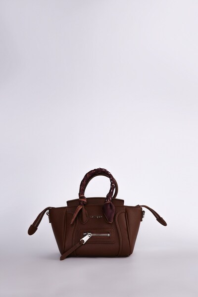 Levidor Textured Leather Scarf Tie Shoulder Bag Camel