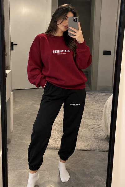 Revasser Unisex Kadın/Erkek Renkli Essentials Baskılı Kışlık Takım Bisiklet Y...
