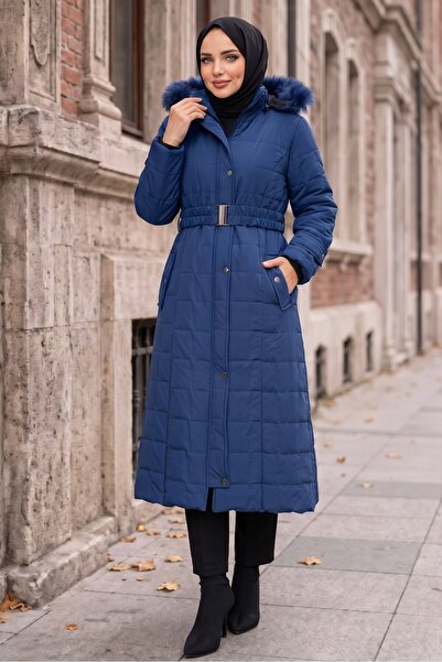 HNT Hayrunnisa Tesettür Ara Boy Nova Quilted Coat Navy Blue Hnt2819