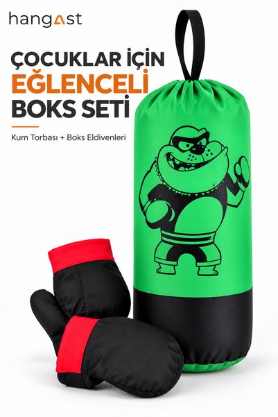 HANGAST Çocuk Boks Seti Kum Torbası ve Boks Eldiveni Asılabilir Çocuk Boks To...