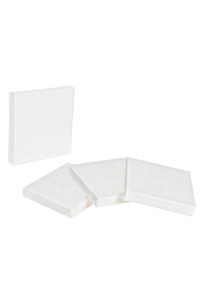 OEM Set de 4 pânze pătrate albe din bumbac, 10x10cm, cu ramă de lemn