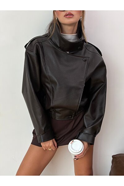 ginger love Women's Jacket with Standing Collar and Buttons