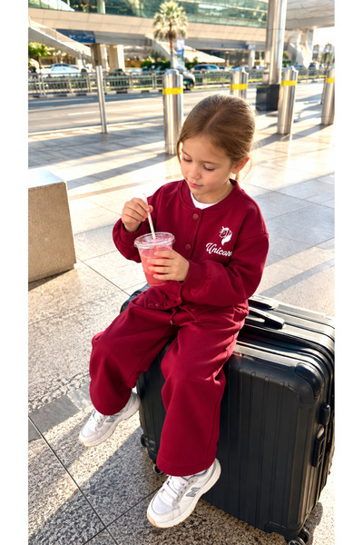 elzo collection Set de trening unisex pentru copii, cu broderie unicorn, jach...