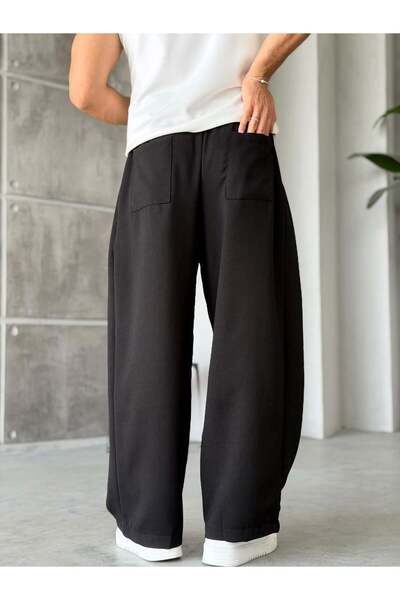 FO4RBS Pleated Belted Baggy Fabric Trousers t Black