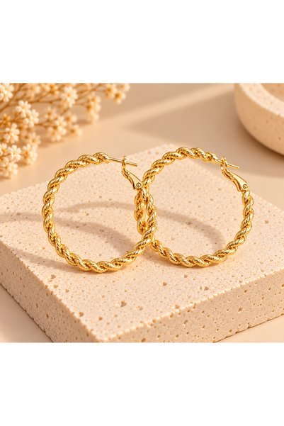MİLANO BEAUTYS Women's Gold Twisted Hoop Earrings – Large Hoop Earrings with ...