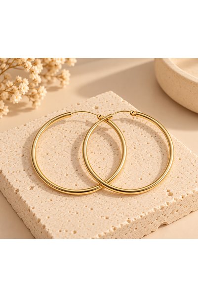 MİLANO BEAUTYS أقراط دائرية كبيرة ذهبية للنساء - أقراط دائرية كلاسيكية رفيعة ...