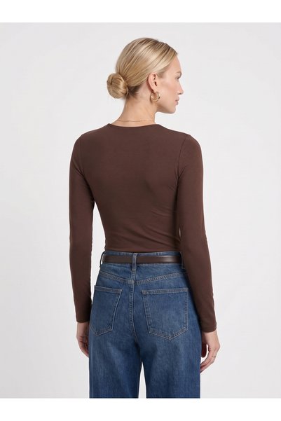 Noe Collection Women's Long Sleeve Crew Neck Slim Fit Stretchy Bodysuit