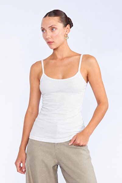 TENA Women's Ecru Rope Strap Covered Buzzy Tank Top