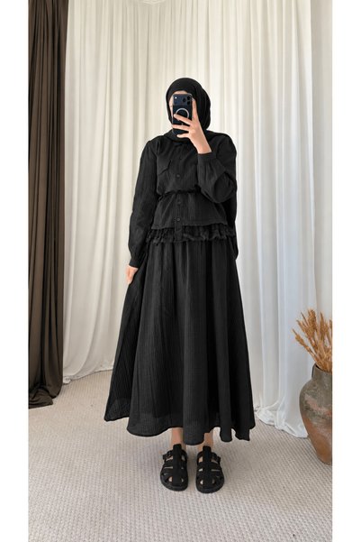 Hepsi Moda Lace Begonia Skirt Set - 25191 - Black