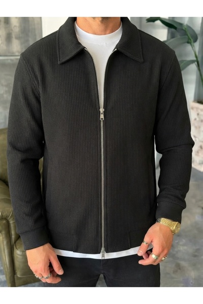 More Black Corduroy Zipper Jacket
