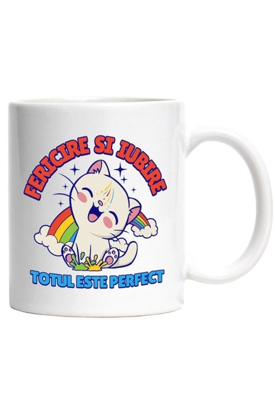 INOVATIX Personalized white mug, Cheerful Laughing Colorful Rainbow Happiness...
