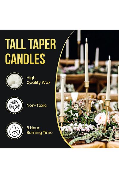 Generic 10 Pieces 25CM Long Taper Candles for Weddings, Parties, Birthdays | Long Lasting | All Season | Dripless Dinner Sticks Candles