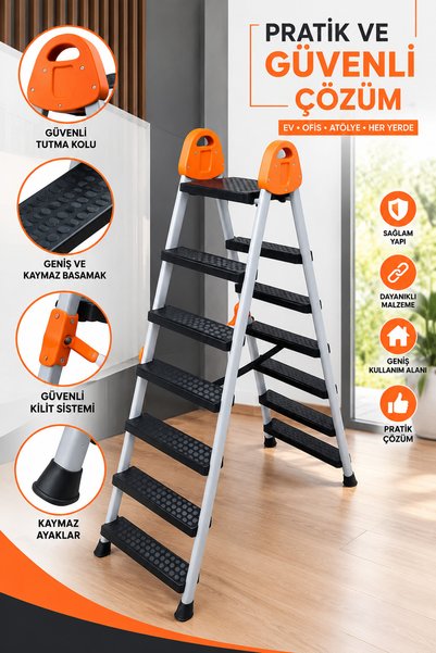 Liz GRUP 6+1 EXTRA GÜÇLÜ ÖZEL TASARIM GENİŞ PLASTİK BASAMAKLI METAL PROFİLLİ ...