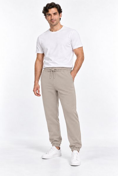 ODİN ATLAS Pantaloni de trening pentru bărbați, Stone, cu 3 fire, elastici, d...