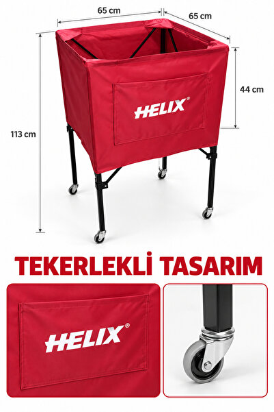 Tosima TTS Tekerlekli Top Taşıma Sepeti 20 Top Kapasiteli Taşıma Çantalı Kırmızı