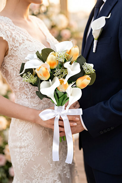 Yapay Çiçek Deposu Svadbeni buket "Ivory Whisper" set od 2 komada