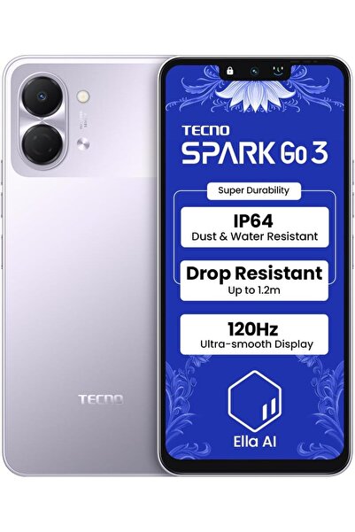 TECNO سبارك جو3 4+4 جيجابايت رام 64 جيجابايت 5000 مللي أمبير بطارية 4G لون أو...
