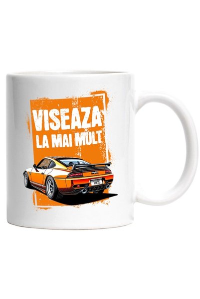 INOVATIX Cana alba personalizata,Masina DE Curse Modificata Portocalie Viseaz...