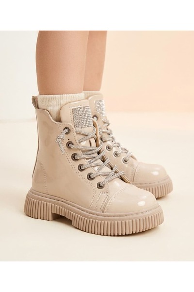 Surpie Shoes Taş Detaylı Çocuk Bot, Fermuarlı Çocuk Bot