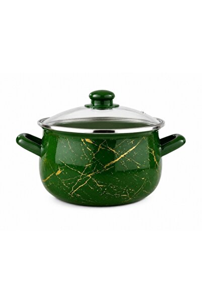Arian Enamel saucepan with lid 20 cm 3.8 L Green