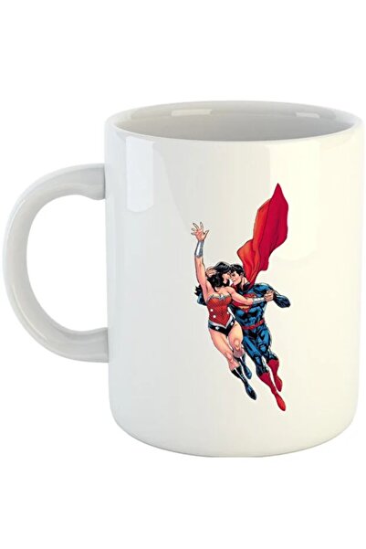INOVATIX Cana Wonder Woman Superman Lovers Couple Romance, albă, 330 ml