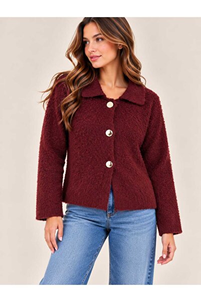 Benedetto New Season Soft Textured Polo Collar Knitwear Cardigan