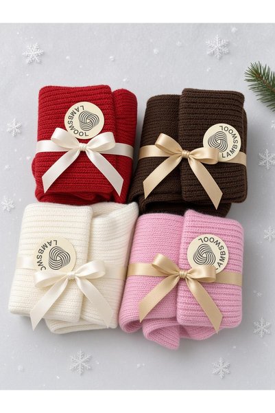 Nogoss Lambswool Yün Unisex Düz Renk Bot Çorabı 38-40