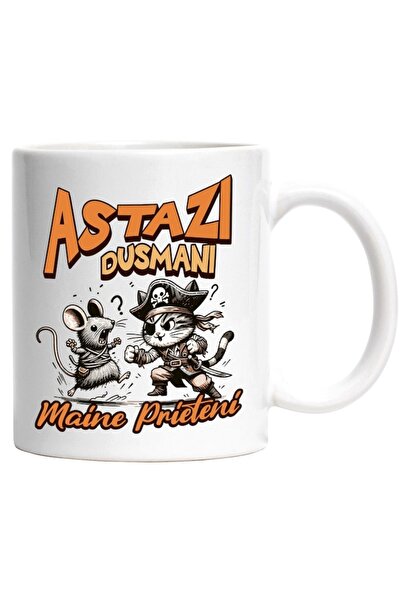 INOVATIX Cana alba personalizata,Lupta Soarece Si Motan Pirat Astazi Dusmani ...