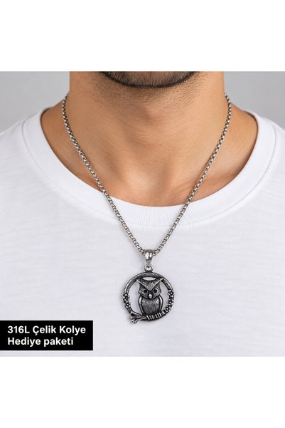 HER ŞEY NOTA www.herseynota.com قلادة رجالية من الفولاذ 316L بتصميم أصلي مع س...