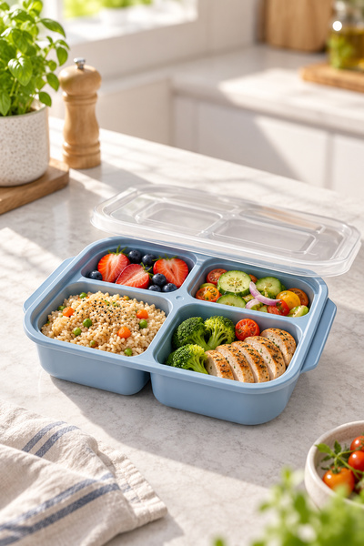 Emofom Easykeep 1750 ml 4-Compartment Food Storage and Nutrition Container wi...