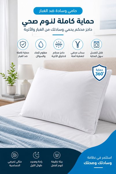 Soft Touch Premium Dustproof & Waterproof White Pillow Protector | Pack of 2 | 75 x 50 cm | Anti-Allergy