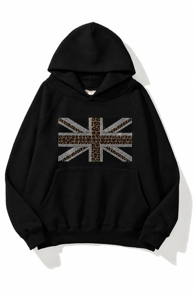 Gofeel Leopard Parıltılı Taş Detaylı Hoodie