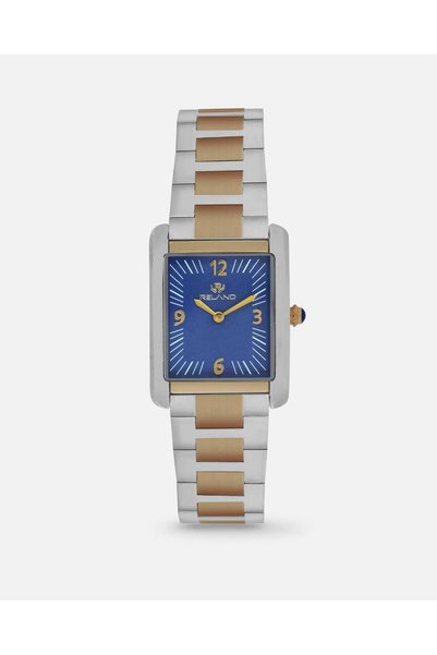 RELANO Men Watch in Rectangle Two Tone Case with Blue Dial & Stainless Steel ...